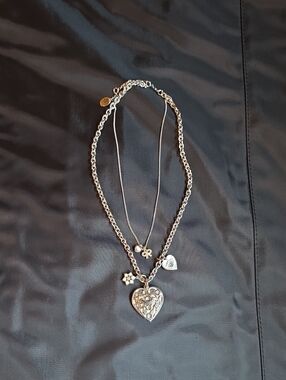 Juicy Couture Silver-Tone Layered Heart & Charm Necklace